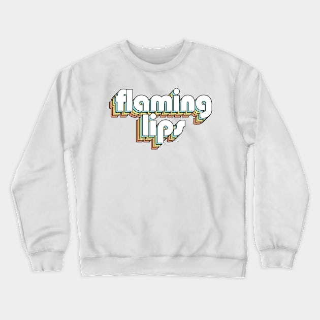 Flaming Lips - Retro Rainbow Typography Faded Style Crewneck Sweatshirt by Paxnotods